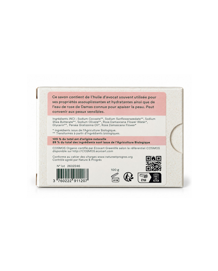Savon végétal certifié bio ROSALINE