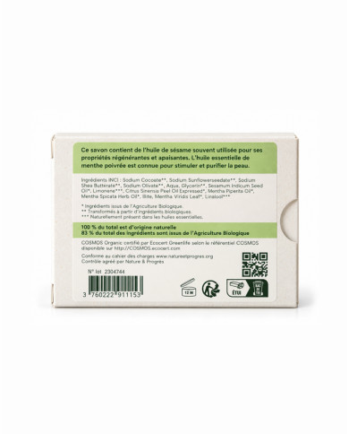 Savon végétal certifié bio MENTHE (Pack de 3)