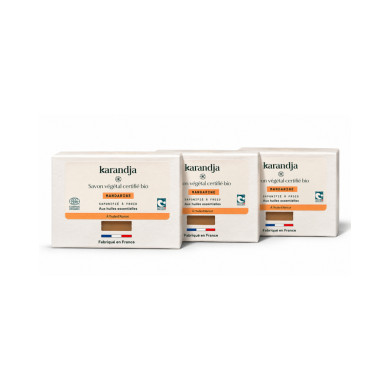Savon végétal certifié bio MANDARINE (Pack de 3) Karandja