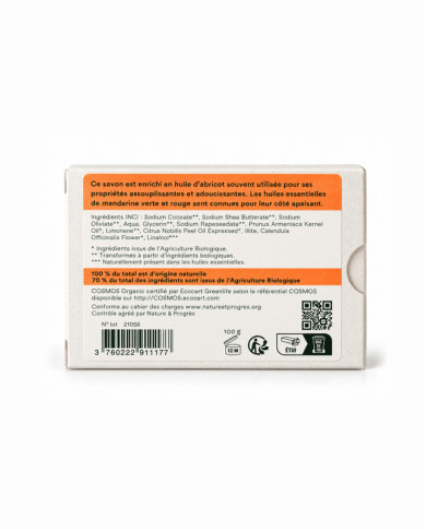 Savon végétal certifié bio MANDARINE (Pack de 3)
