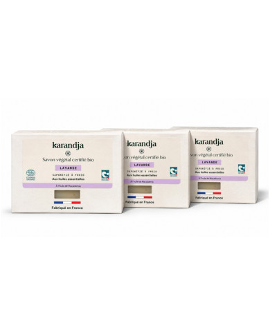 Savon végétal certifié bio LAVANDE (Pack de 3) Karandja
