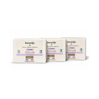 Savon végétal certifié bio LAVANDE (Pack de 3) Karandja