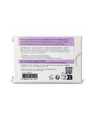 Savon végétal certifié bio LAVANDE (Pack de 3)