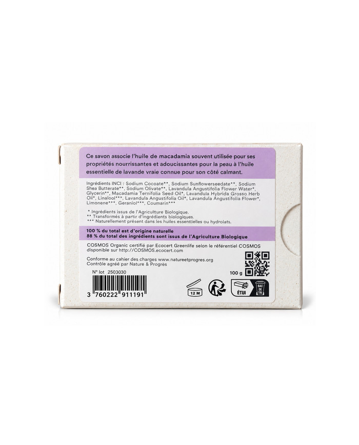 Savon végétal certifié bio LAVANDE (Pack de 3)