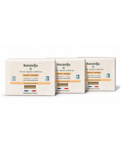 Savon végétal certifié bio KARITE INTENSE (Pack de 3) Karandja