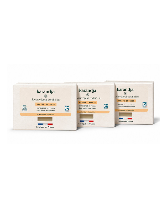 Savon végétal certifié bio KARITE INTENSE (Pack de 3) Karandja