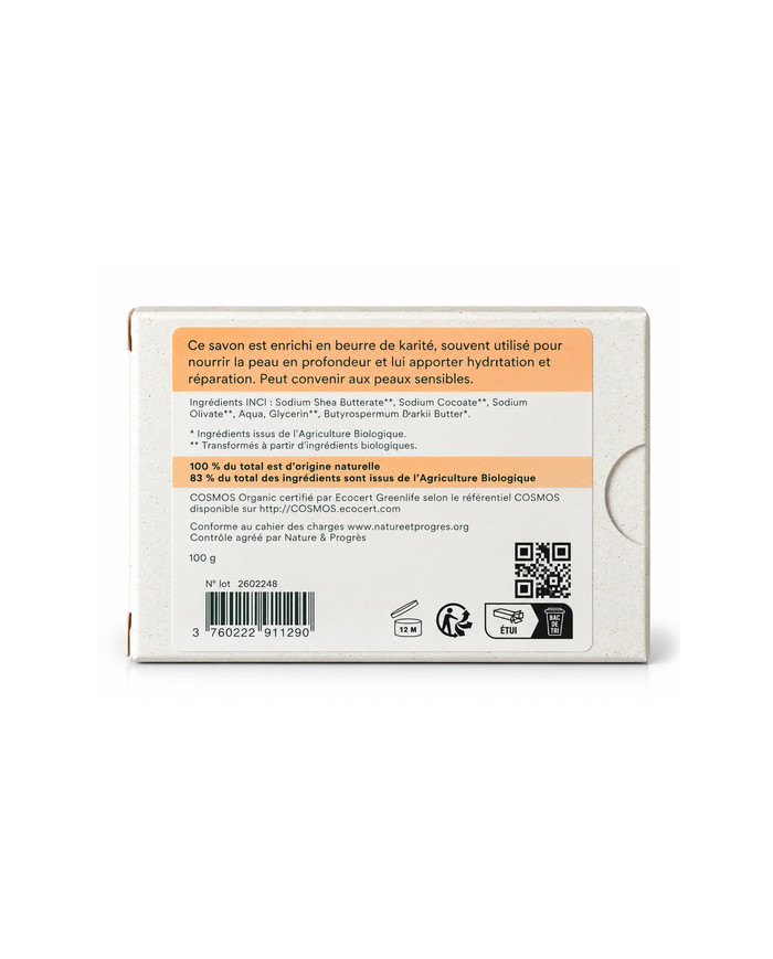 Savon végétal certifié bio KARITE INTENSE (Pack de 3)