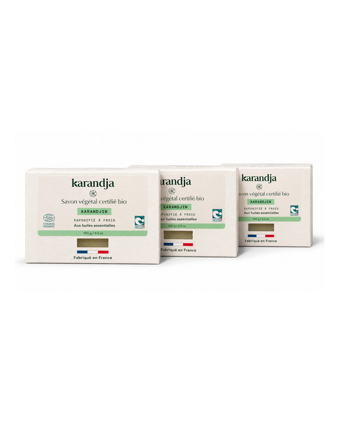Savon végétal certifié bio KARANDJIN (Pack de 3) Karandja