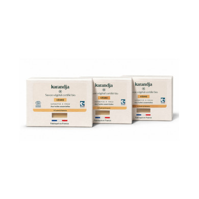 Savon végétal certifié bio CEDRE (Pack de 3) Karandja