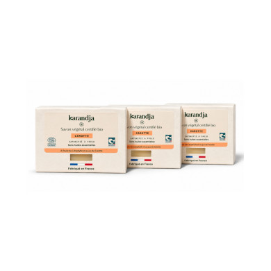 Savon végétal certifié bio CAROTTE (Pack de 3) Karandja