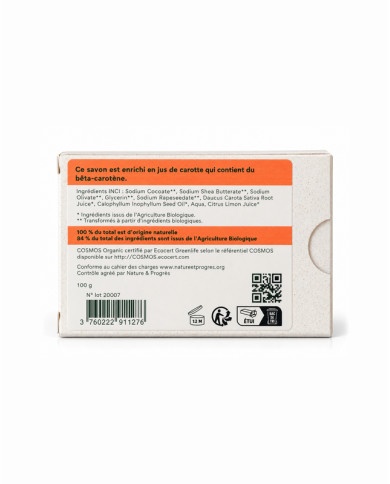 Savon végétal certifié bio CAROTTE (Pack de 3)
