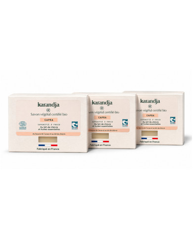 Savon végétal certifié bio CAPRA (Pack de 3) Karandja