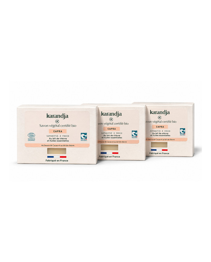 Savon végétal certifié bio CAPRA (Pack de 3) Karandja