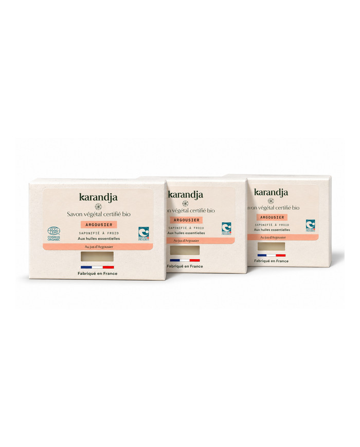 Savon végétal certifié bio ARGOUSIER (Pack de 3) Karandja
