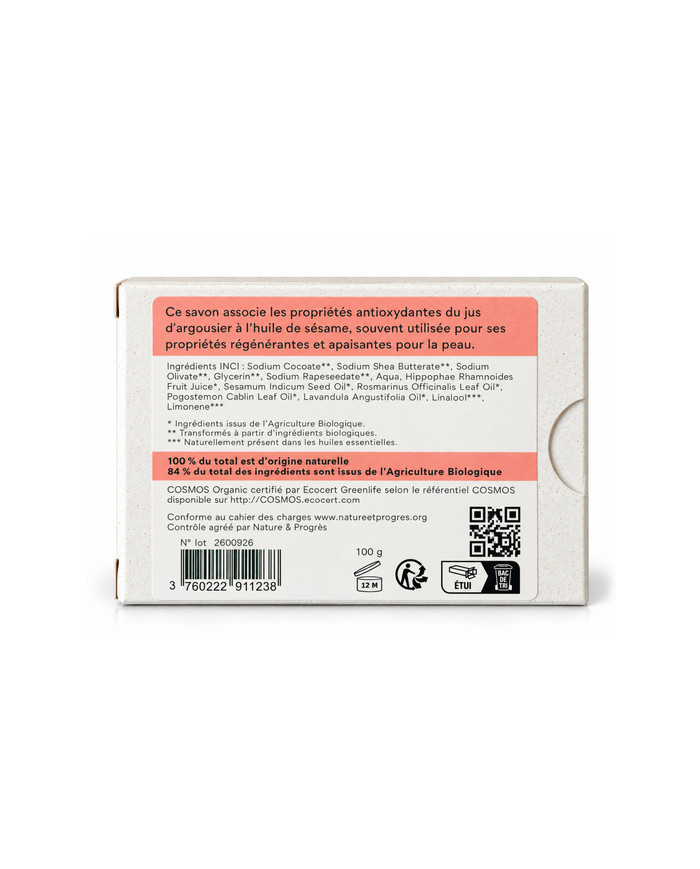 Savon végétal certifié bio ARGOUSIER (Pack de 3)
