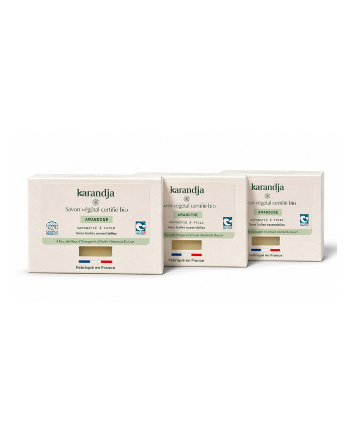 Savon végétal certifié bio ARGAN RHASSOUL (Pack de 3) Karandja