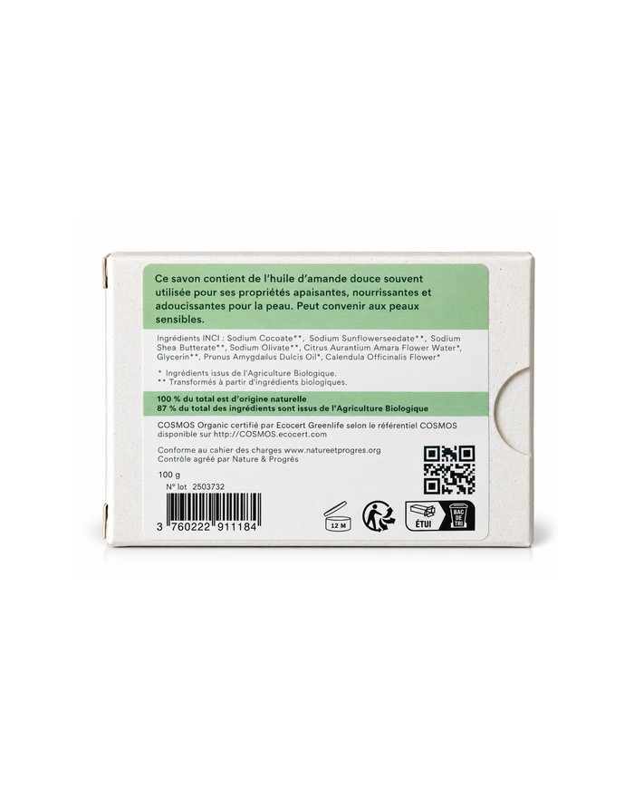 Savon végétal certifié bio AMANDINE (Pack de 3)