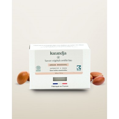 Savon végétal certifié bio ARGAN RHASSOUL Karandja 100g