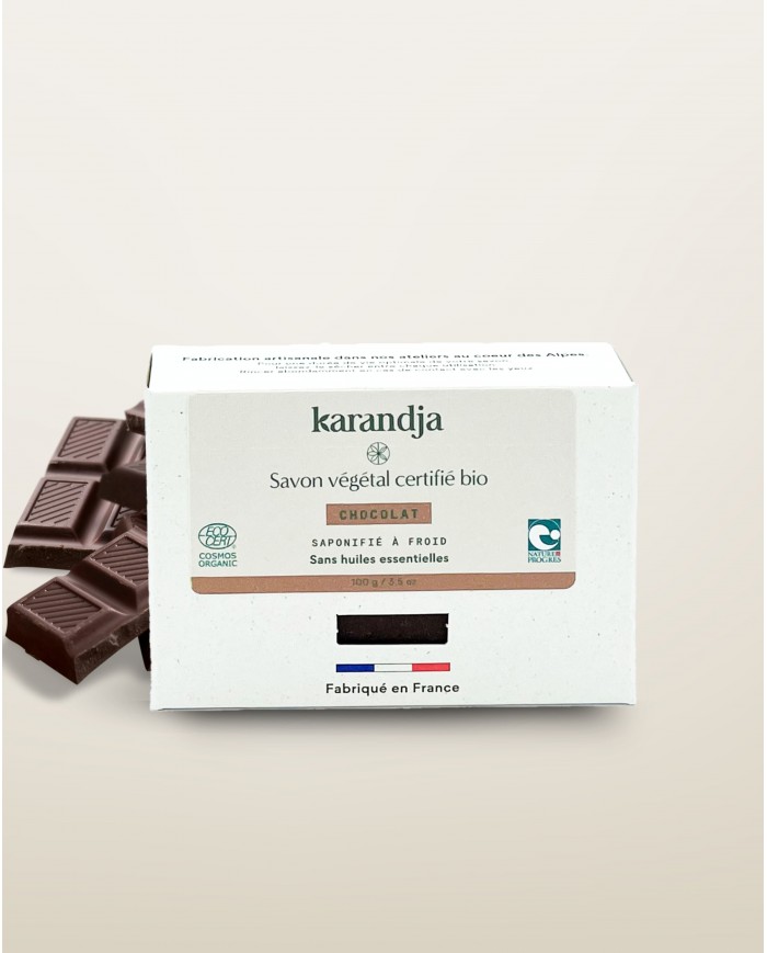 Savon végétal certifié bio CHOCOLAT Karandja 100g