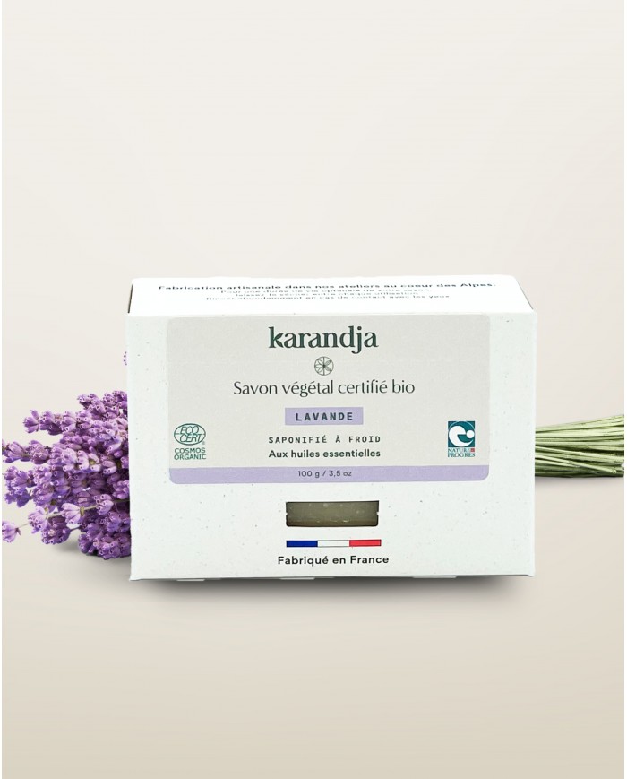 Savon végétal certifié bio LAVANDE Karandja 100g