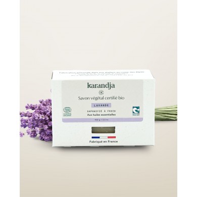 Savon végétal certifié bio LAVANDE Karandja 100g