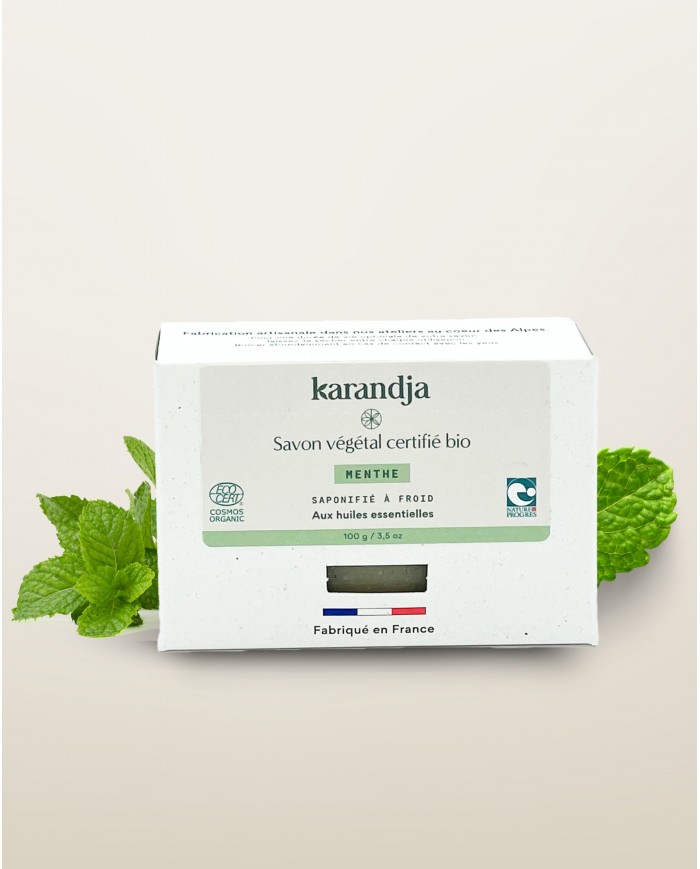 Savon végétal certifié bio MENTHE Karandja 100g