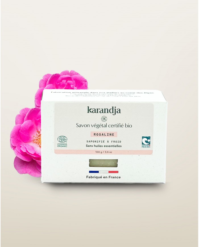 Savon végétal certifié bio ROSALINE Karandja 100g