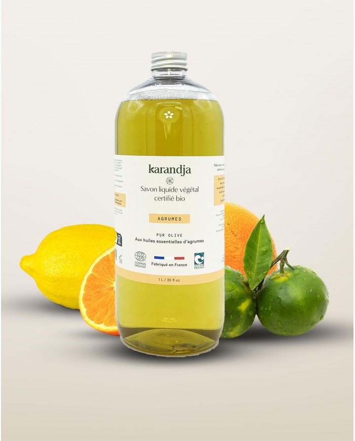 Savon liquide végétal pur olive certifié bio AGRUMES 1 L