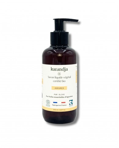 Savon liquide végétal pur olive certifié bio AGRUMES 250 ml