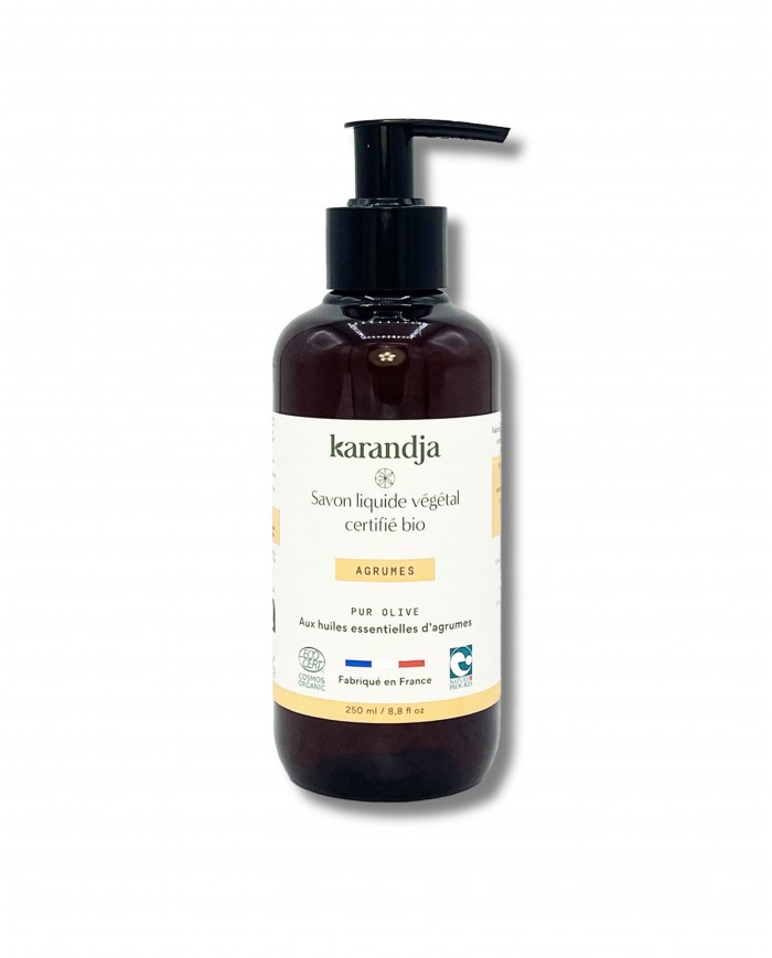 Savon liquide végétal pur olive certifié bio AGRUMES 250 ml