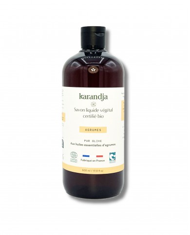 Savon liquide végétal pur olive certifié bio AGRUMES 500ml