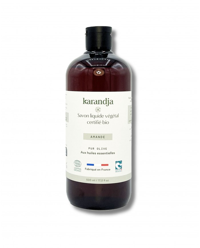 Savon liquide végétal pur olive certifié bio AMANDE 500ml
