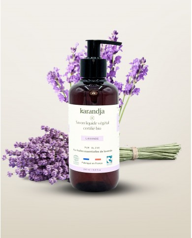 Savon liquide végétal pur olive certifié bio LAVANDE 250ml