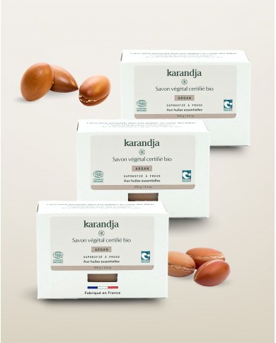 Savon végétal certifié bio ARGAN (Pack de 3) Karandja