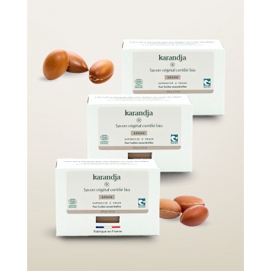 Savon végétal certifié bio ARGAN (Pack de 3) Karandja
