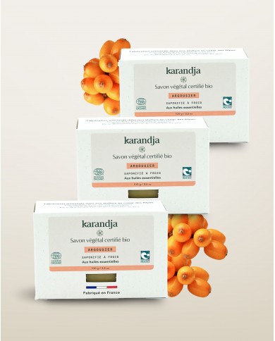 Savon végétal certifié bio ARGOUSIER (Pack de 3) Karandja