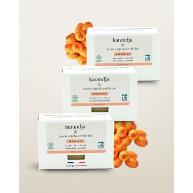 Savon végétal certifié bio ARGOUSIER (Pack de 3) Karandja