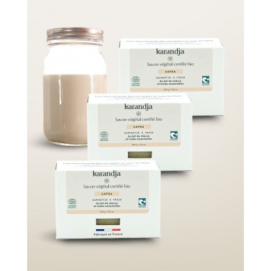 Savon végétal certifié bio CAPRA (Pack de 3) Karandja