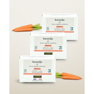 Savon végétal certifié bio CAROTTE (Pack de 3) Karandja