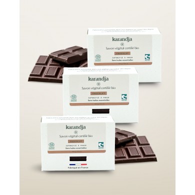 Savon végétal certifié bio CHOCOLAT (Pack de 3) Karandja