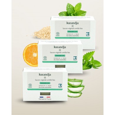 Savon végétal certifié bio KARANDJIN (Pack de 3) Karandja