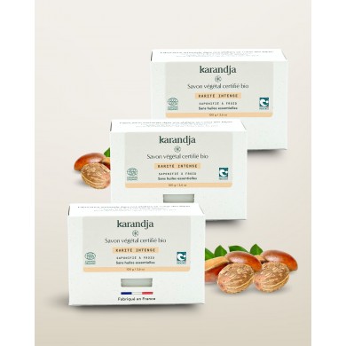 Savon végétal certifié bio KARITE INTENSE (Pack de 3) Karandja