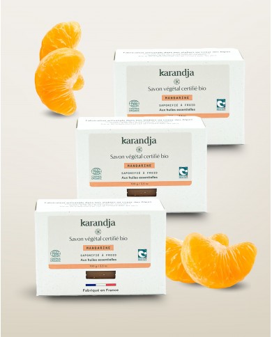 Savon végétal certifié bio MANDARINE (Pack de 3) Karandja