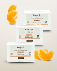 Savon végétal certifié bio MANDARINE (Pack de 3) Karandja