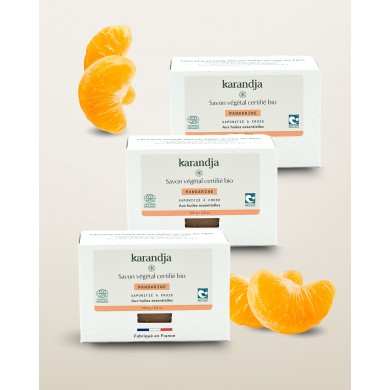 Savon végétal certifié bio MANDARINE (Pack de 3) Karandja