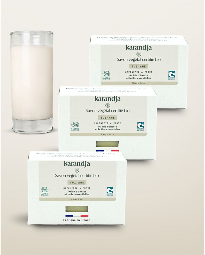 Savon végétal certifié bio SUZ’ANE (Pack de 3) Karandja