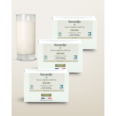 Savon végétal certifié bio SUZ’ANE (Pack de 3) Karandja