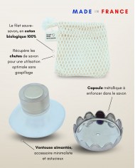Pack porte savon aimanté + filet sauve savon