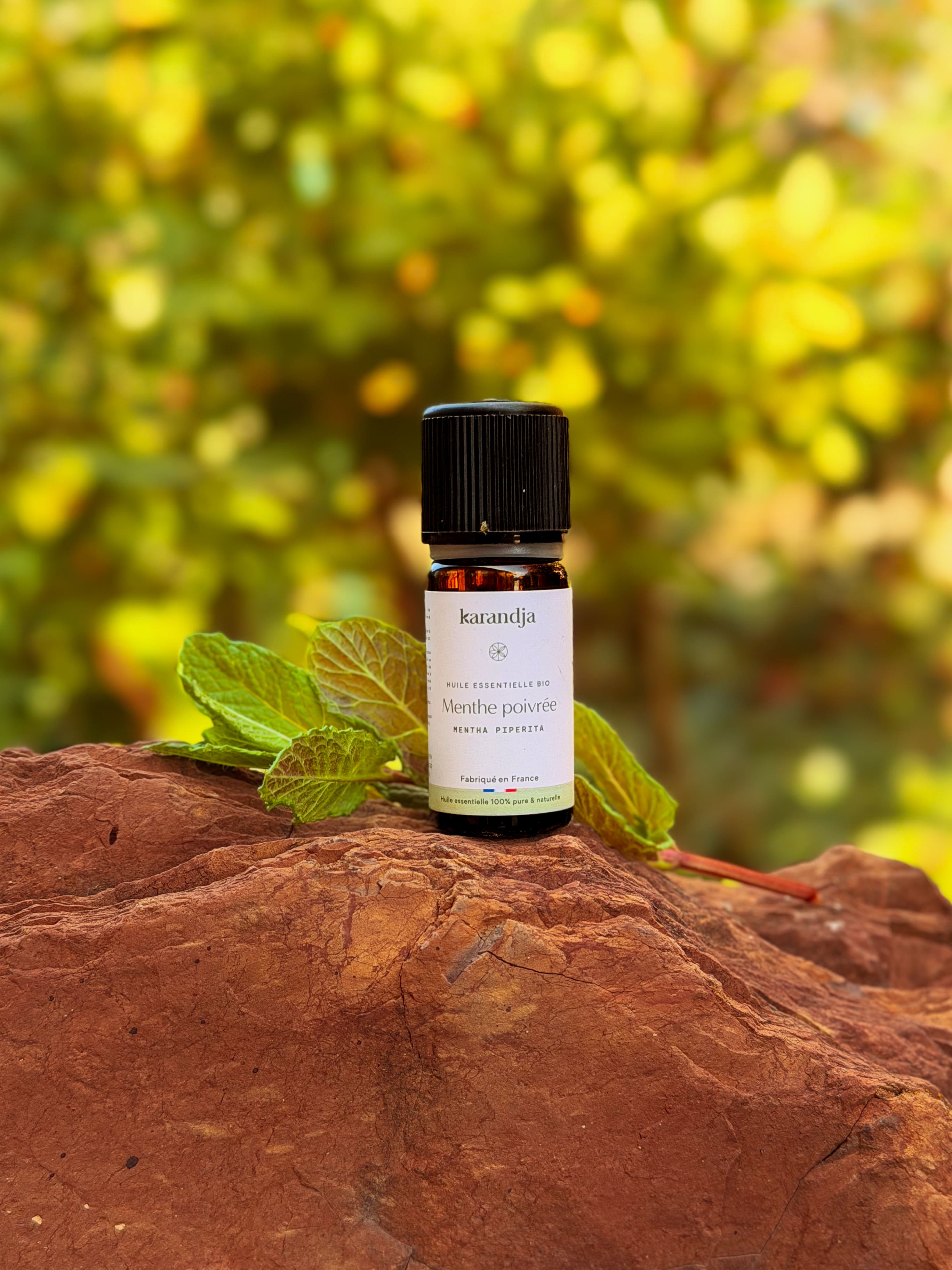 flacon huile essentielle menthe poivrée bio